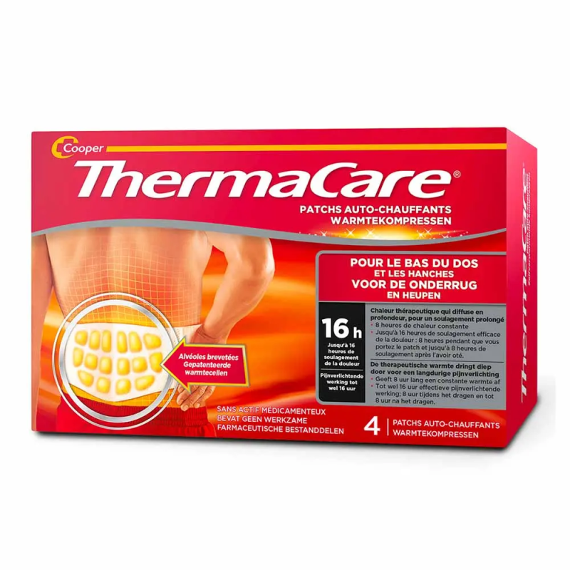 Thermacare – Patchs auto-chauffants soulageant les douleurs du bas du dos, 4 unités Thermacare – Patchs auto-chauffants soulageant les douleurs du bas du dos, 4 unités