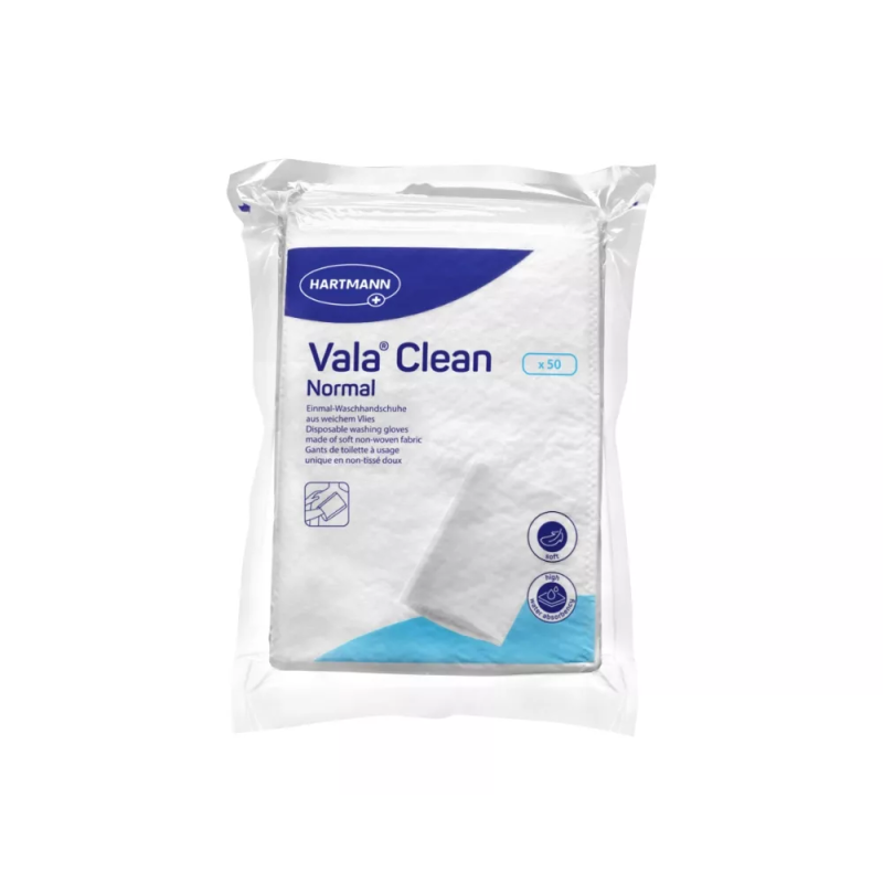 Hartmann – Vala®Clean gants de toilette à usage unique, 50 pièces Hartmann – Vala®Clean gants de toilette à usage unique, 50 pièces