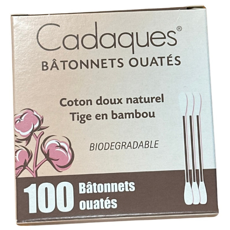 Cadaques – Bâtonnets ouatés en coton naturel et tige en bambou, 100 unités Cadaques – Bâtonnets ouatés en coton naturel et tige en bambou, 100 unités
