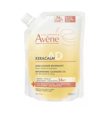 Avène – XeraCalm AD Huile Lavante Relipidante Éco-Recharge, 400 ml