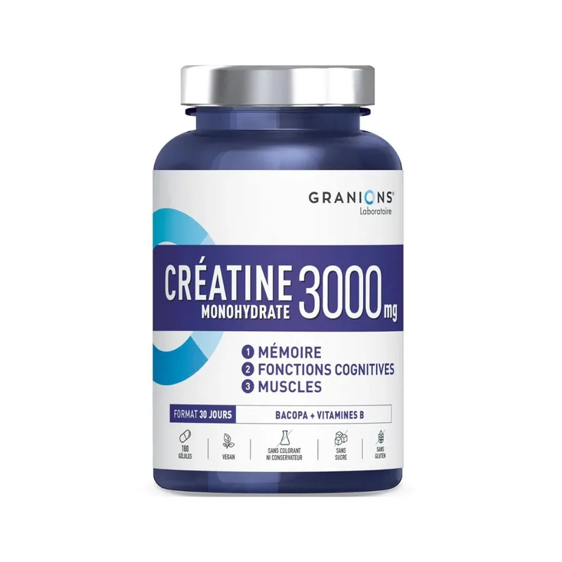 Laboratoire des Granions – Créatine Monohydrate 3000 mg, 180 gélules