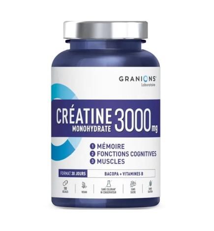 Laboratoire des Granions – Créatine Monohydrate 3000 mg, 180 gélules
