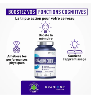 Laboratoire des Granions – Créatine Monohydrate 3000 mg, 180 gélules