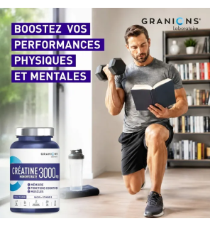 Laboratoire des Granions – Créatine Monohydrate 3000 mg, 180 gélules
