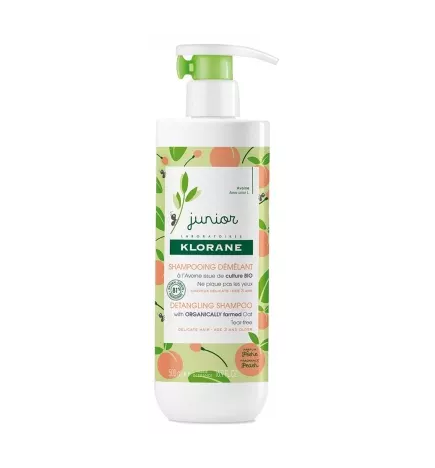 Klorane – Junior Shampoing démêlant à la pêche, 500 ml