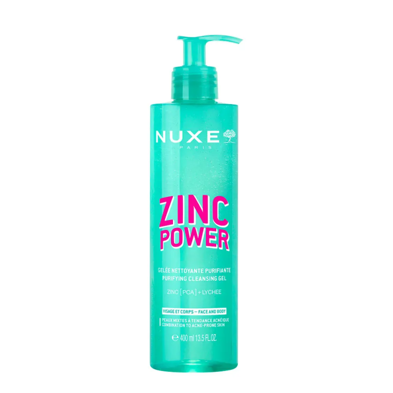 Nuxe – Zinc Power Gelée nettoyante purifiante visage et corps, 400 ml Nuxe – Zinc Power Gelée nettoyante purifiante visage et corps, 400 ml