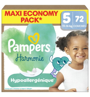 Pampers – Couches Harmonie MAXI PACK Taille 5, 72 couches