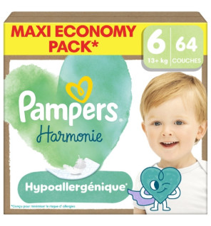 Pampers – Couches Harmonie MAXI PACK Taille 6, 64 couches