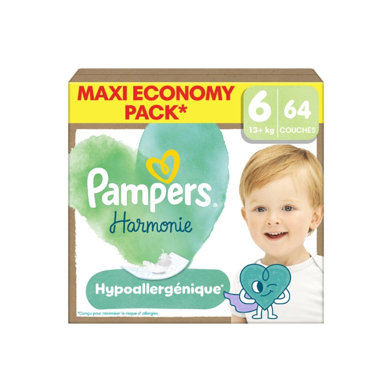 Pampers – Couches Harmonie MAXI PACK Taille 6, 64 couches