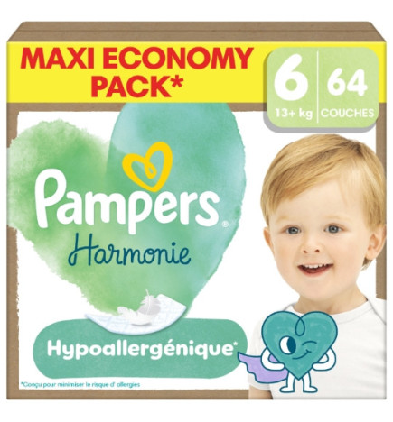 Pampers – Couches Harmonie MAXI PACK Taille 6, 64 couches