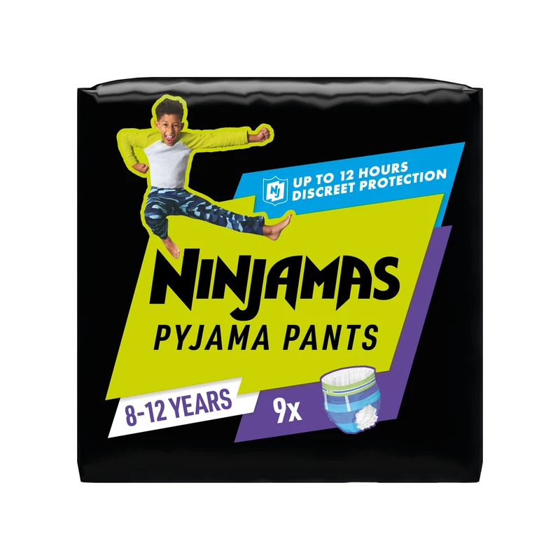 Pampers – Sous-vêtements de nuit Ninjamas garçon taille 8, x9 Pampers – Sous-vêtements de nuit Ninjamas garçon taille 8, x9