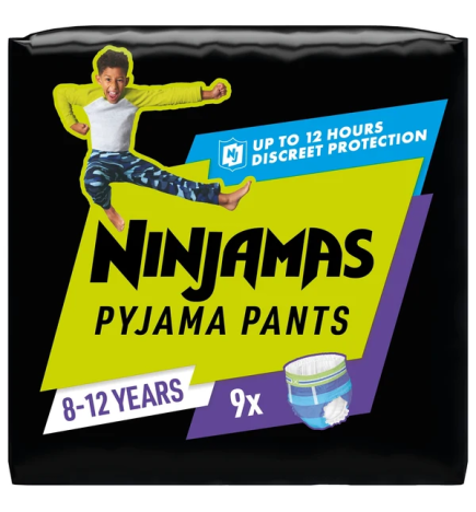 Pampers – Sous-vêtements de nuit Ninjamas garçon taille 8, x9