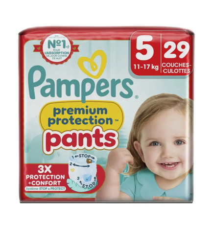 Pampers – Couches-culottes Premium Pants Taille 5, 29 couches