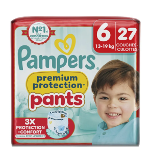 Pampers – Couches-culottes Premium Pants Taille 6, 27 couches