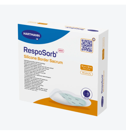 Hartmann – Pansement hydrocellulaire RespoSorb Silicone Border sacrum, 18 x 18 cm, boîte de 10