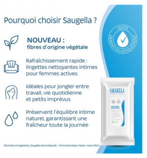 Saugella – Dermoliquide lingettes nettoyantes intimes, 15 lingettes