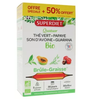 Superdiet – Quatuor Brûle-Graisse Bio, 30 ampoules de 15 ml