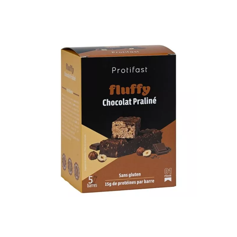 Protifast – Barres protéinées saveur chocolat praliné Fluffy, 5 barres Protifast – Barres protéinées saveur chocolat praliné Fluffy, 5 barres