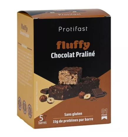 Protifast – Barres protéinées saveur chocolat praliné Fluffy, 5 barres