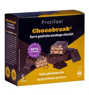 Protifast – Chocobreak barre protéinée gaufrette enrobée chocolat, 5 barres de 42 g