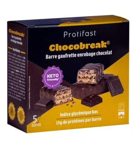 Protifast – Chocobreak barre protéinée gaufrette enrobée chocolat, 5 barres de 42 g