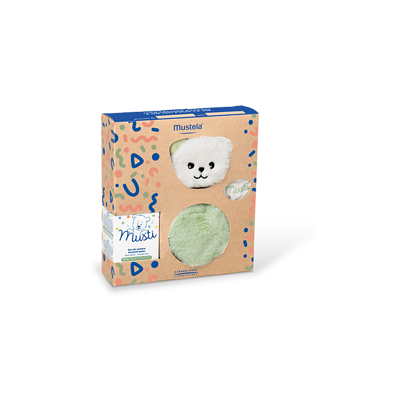 Mustela – Coffret Musti Bébé eau de senteur Vert, 50 ml + peluche Mustela – Coffret Musti Bébé eau de senteur Vert, 50 ml + peluche