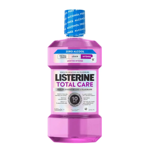 Listerine – Bain de bouche Total Care au fluorure goût intense menthe sans alcool, 500 ml