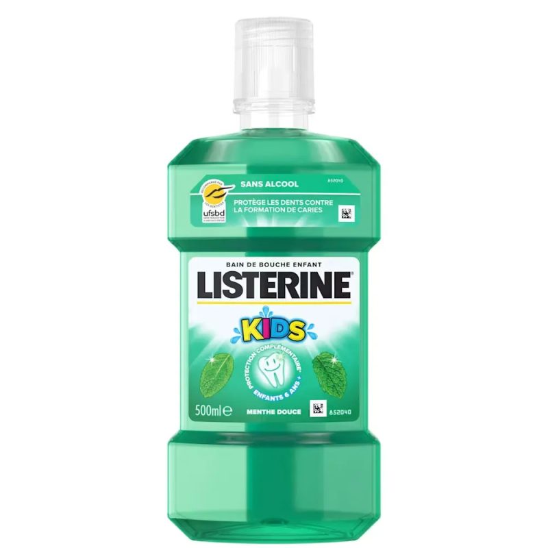 Listerine – Bain de bouche enfant Kids menthe douce sans alcool, 500 ml