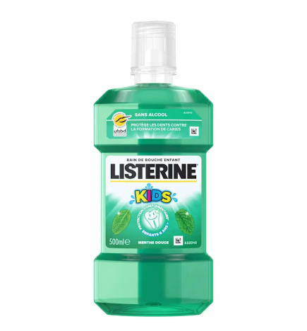 Listerine – Bain de bouche enfant Kids menthe douce sans alcool, 500 ml