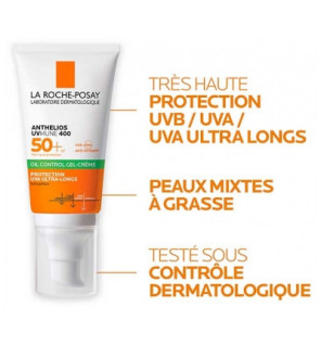La Roche-Posay – Anthelios UVmune 400 Gel-Crème Oil Control SPF50+ sans parfum, 50 ml