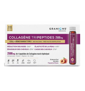 Granions – Collagène tripeptides 2500 mg goût pêche, 20 shots