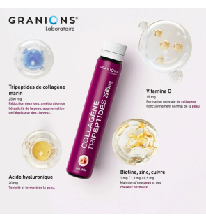 Granions – Collagène tripeptides 2500 mg goût pêche, 20 shots