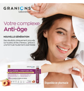Granions – Collagène tripeptides 2500 mg goût pêche, 20 shots