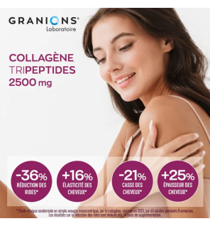 Granions – Collagène tripeptides 2500 mg goût pêche, 20 shots