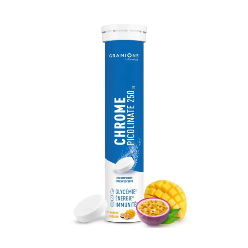 Granions – Chrome picolinate 250µg goût mangue-passion, 20 comprimés effervescents