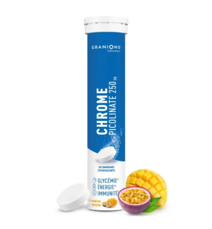 Granions – Chrome picolinate 250µg goût mangue-passion, 20 comprimés effervescents