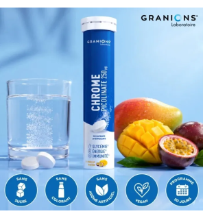Granions – Chrome picolinate 250µg goût mangue-passion, 20 comprimés effervescents