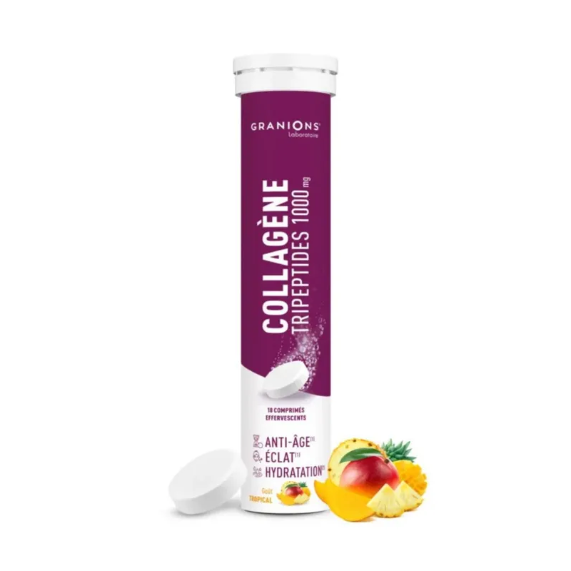 Granions – Collagène tripeptides 1000 mg goût tropical, 18 comprimés effervescents Granions – Collagène tripeptides 1000 mg goût tropical, 18 comprimés effervescents