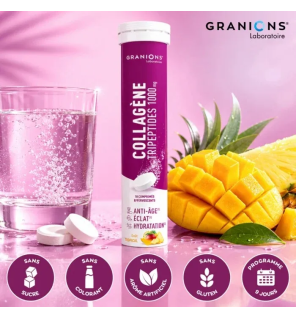 Granions – Collagène tripeptides 1000 mg goût tropical, 18 comprimés effervescents