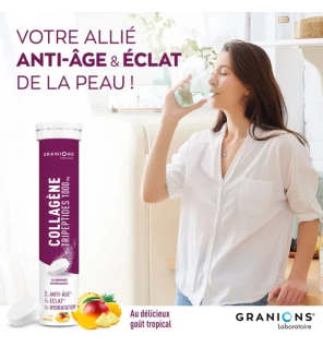 Granions – Collagène tripeptides 1000 mg goût tropical, 18 comprimés effervescents