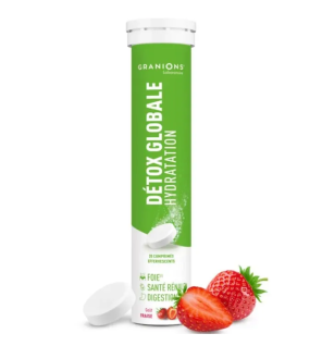 Granions – Détox globale hydratation goût fraise, 20 comprimés effervescents