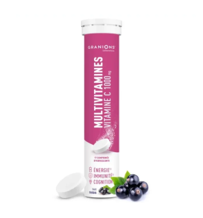 Granions – Multivitamines, vitamine C 1000 mg goût cassis, 17 comprimés effervescents