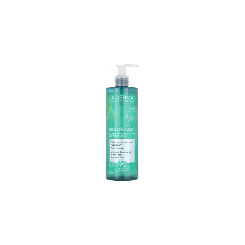 A-DERMA – Gel moussant nettoyant purifiant Biology AC Bio, 400 ml A-DERMA – Gel moussant nettoyant purifiant Biology AC Bio, 400 ml