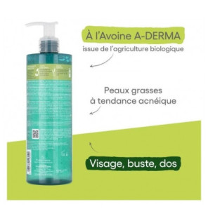 A-DERMA – Gel moussant nettoyant purifiant Biology AC Bio, 400 ml
