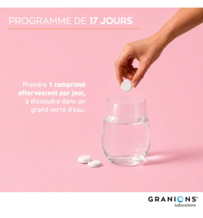 Granions – Multivitamines, vitamine C 1000 mg goût cassis, 17 comprimés effervescents