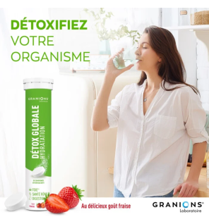 Granions – Détox globale hydratation goût fraise, 20 comprimés effervescents