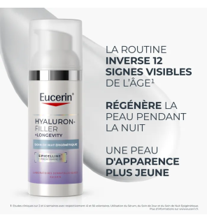 Eucerin – Hyaluron-Filler + Longevity Soin de Nuit Épigénétique, 50 ml