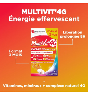 Forté Pharma – MultiVit’4G Énergie effervescent, 30 comprimés