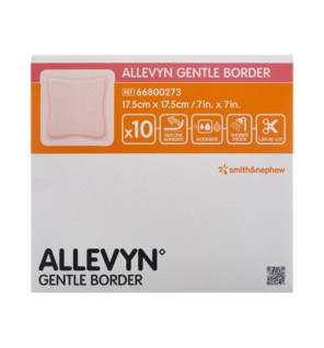 Smith & Nephew – Allevyn Gentle Border pansements hydrocellulaires, 17,5 × 17,5 cm, 10 pansements