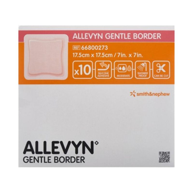 Smith & Nephew – Allevyn Gentle Border pansements hydrocellulaires, 17,5 × 17,5 cm, 10 pansements Smith & Nephew – Allevyn Gentle Border pansements hydrocellulaires, 17,5 × 17,5 cm, 10 pansements